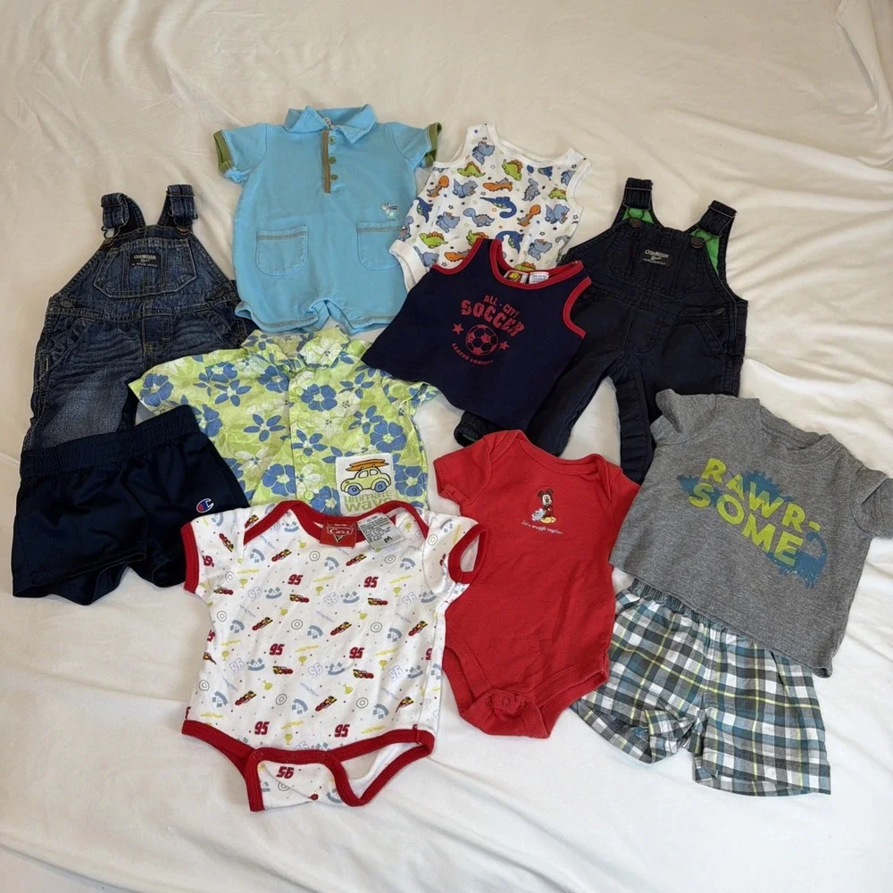 Baby Boy Clothing Lot Size 0-3 Month Some Vintage 11 Pieces Overalls X 2